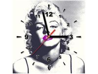 30X30CM ZEGAR MARILYN MONROE FIOLETOWYMI USTAMI OBRAZ DREWNO