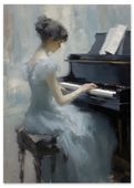 Plakat plakaty obrazy kobieta fortepian 70x100 cm