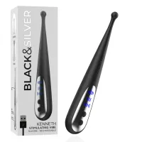 black&silver kenneth - zaawansowany model wibrujący usb, silikon, 19 cm