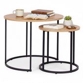 ZESTAW STOLIKÓW KAWOWYCH LOFTOWY MODERNHOME METAL MDF