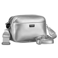 modna srebrna listonoszka damska z szerokim i wąskim paskiem