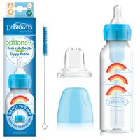 Dr. Brown's Butelka antykolkowa dekorowana niebieska Options+ 250ml smoczek 6m+ i ustnik silikonowy