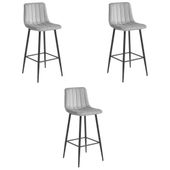 Hoker kuchenny POZZA szary aksamit czarne nogi komfortowy barowy x3