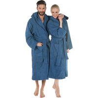 Bawełniany Szlafrok Kąpielowy Kimono Chłonny Lekki Unisex Niebieski XL