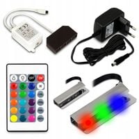 2x KLIPS LED RGB DO PÓŁKI SZKLANEJ PODŚWIETLENIE SZYBY ZMIANA KOLORÓW