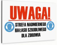 Tabliczka znak informacyjny 40x30 Biała STREFA HAŁASU Aluminiowa NADRUK UV