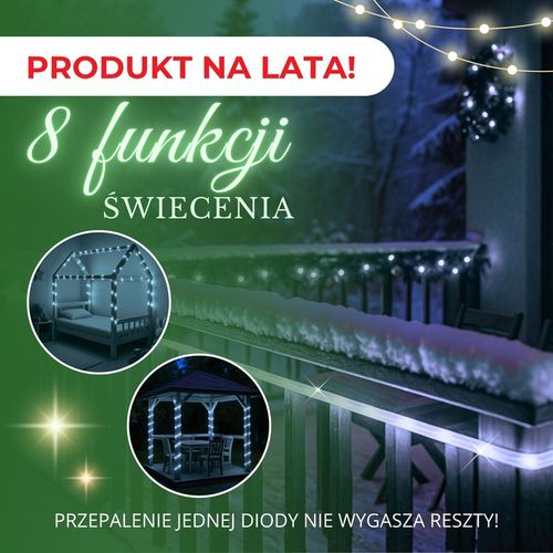 Wąż świetlny 480 Led zimny biały 21,5 m z programatorem IP44 na Arena.pl