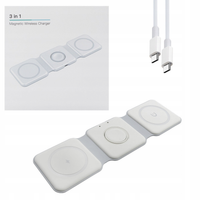 Ładowarka Indukcyjna MagSafe 15W Biała 3w1 iPhone Apple Watch AirPods