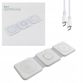 Ładowarka Indukcyjna MagSafe 15W Biała 3w1 iPhone Apple Watch AirPods