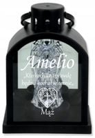 Latarenka LED znicz czarny z grawerem personalizowany napis DLA ŻONY