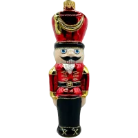 Bombka choinkowa szklana: Żołnierz Dziadek do Orzechów: czerwono-czarny