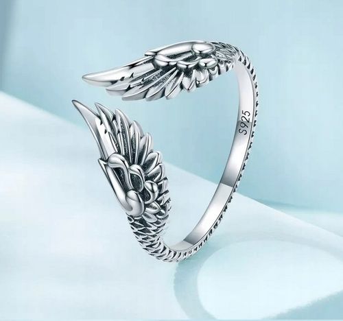 Pierścionek srebrny SKRZYDŁA regulowany +pudełko na Arena.pl