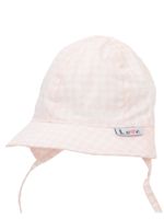 Czapka letnia dziewczęca z uszkami kratka różowa 40-42 YOCLUB