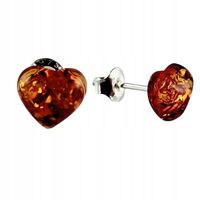 KOLCZYKI SREBRNE z CERTYFIKOWANYM Bursztynem SERCA SERDUSZKA SREBRO 925