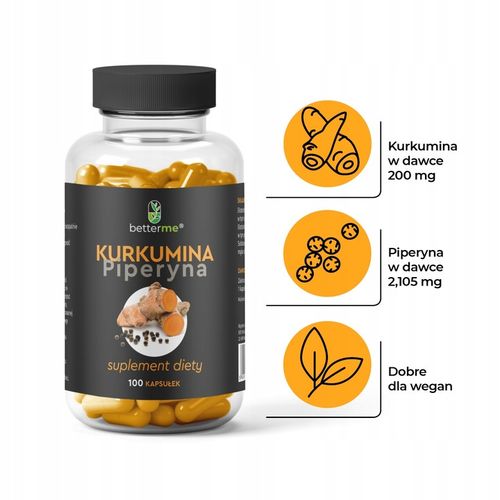 Kurkumina 95% i piperyna curcumin kurkuma 100 kaps na Arena.pl