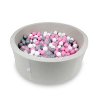 Suchy basen 110x40cm jasnoszary z piłeczkami 500szt (przezroczyste, białe, szare, pudrowo różowe)