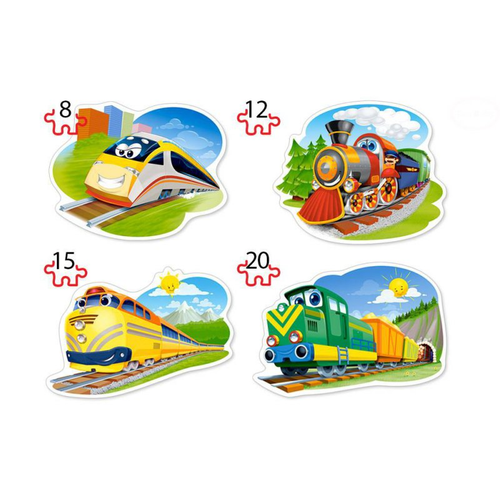 PUZZLE 4W1 FUNNY TRAINS na Arena.pl