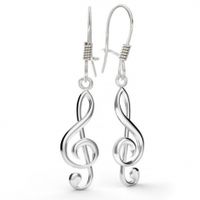 SREBRNE KOLCZYKI KLUCZE WIOLINOWE NA BIGLU NUTY PR. 925