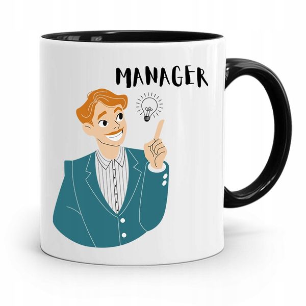 Kubek Czarny Dla Kierownika Manager Prezent Z Nadrukiem Ze Zdjęciem zdjęcie 1