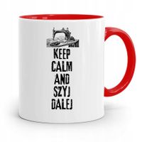 Kubek Czerwony Krawca Krawcowej And Szyj Dalej Z Nadrukiem Ze Zdjęciem