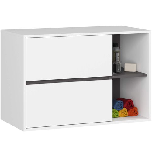 Zestaw mebli łazienkowych wiszących VAMI 4 szafki pojemny biały szary na Arena.pl