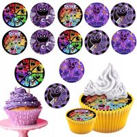 OPŁATEK na BABECZKI MUFFINKI zestaw na urodziny 12szt. - CATNAP SMILING