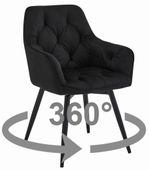 Krzesło tapicerowane welurowe czarne JORK fotel obrotowe nogi czarne
