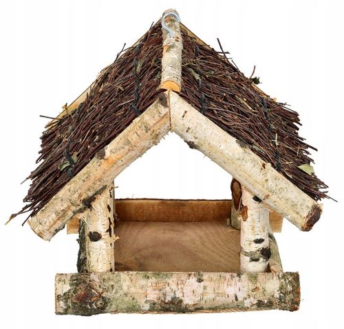 KARMNIK DLA PTAKÓW 255MM BUDKA DOMEK DOM DREWNIANY WISZĄCY NATURALNY na Arena.pl