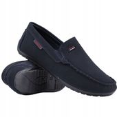 GRANATOWE MOKASYNY CHŁOPIĘCE PÓŁBUTY ZAMSZOWE WSUWANE BUTY NA KOMUNIĘ