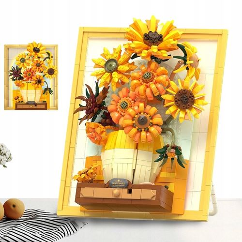 KLOCKI CREATIVE OBRAZ SŁONECZNIKI VAN GOGH PUZLE 3D ZESTAW 1166EL. Z LED na Arena.pl