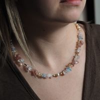 Naszyjnik - Mix kamieni sieczka, kulki i srebro złocone