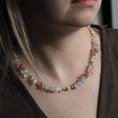 Naszyjnik - Mix kamieni sieczka, kulki i srebro złocone