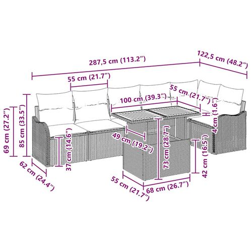 Zestaw Sof na Ogród z poduszką 7 pcs Czarny 100 x 55 x 73 cm na Arena.pl