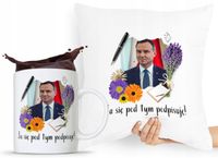 Zestaw Poduszka + Kubek Prezent Andrzej Duda Pis Z Nadrukiem Ze Zdjęciem