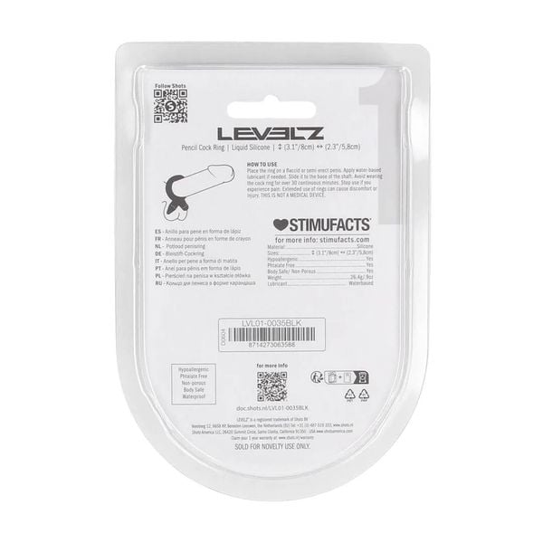 Pencil Liquid Silicone Cockring - Black zdjęcie 3