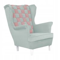 Fotel uszak Carol Duo skandynawski Family Meble błękitno niebieski róż