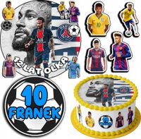 ZESTAW OPŁATEK NA TORT 20CM + 17 POSTACI - NEYMAR + IMIĘ 15CM 18CM