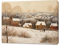 Obraz 90x70cm Wioska Otulona Śniegiem
