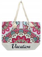 DeDa - materiałowa torba plażowa etniczne wzory kremowy D06-3