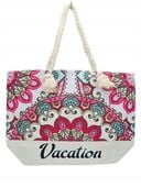 DeDa - materiałowa torba plażowa etniczne wzory kremowy D06-3