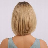 Peruka Damska Blond Peruki Damskie Bob Ombre Krótkie Włosy 33cm z Grzywka