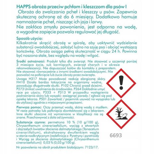 Obroża Dla Psa Na PCHŁY i KLESZCZE Dla Dużych Psów Happs 60 cm x 4 na Arena.pl