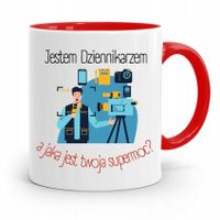 Kubek Czerwony Prezent Dla Dziennikarza Reportera Z Nadrukiem Ze Zdjęciem
