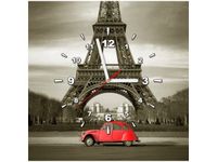 50X50CM OBRAZ ZEGAR ŚCIENNY CZERWONY CITROEN 2CV WIEŻĄ EIFFLA DREWNO