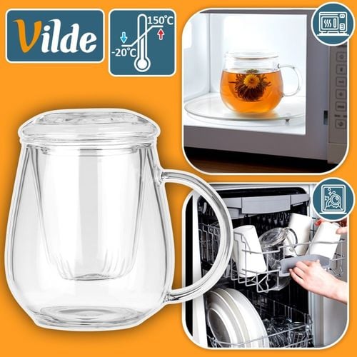 kubek szklany 530ml z zaparzaczem i pokrywą 139817 na Arena.pl