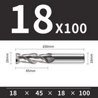 Frez trzpieniowy VHM 2-ostrzowy do aluminium Rozmiar: Ø18x45x18Dx100L