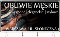 BANER REKLAMOWY 300x150cm dużo wzorów projekt w cenie SKLEP OBUWIE MĘSKIE
