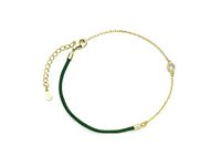 Bransoletka szczęścia celebrytka kółko circle ring bawełna cyrkonie pozłacane srebro 925 Z1705B_DG