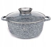 GARNEK Z POKRYWKĄ TRADYCYJNY 6,5L KAMIENNY 28cm INDUKCJA GAZ szary marmur