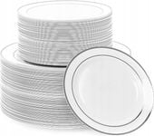 Plastikowe talerze srebrne 20 szt wielokrotnego użycia piknik catering